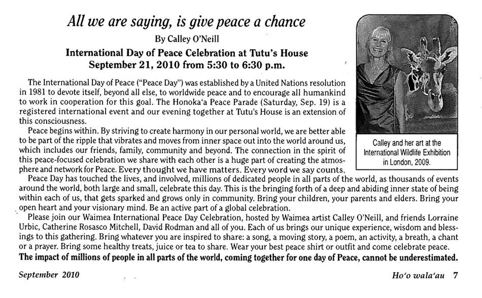 International Day of Peace Celebration of Tutu's House